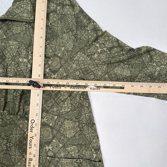 Soft Surroundings Jacket Size XL Petite Green Full Zip Ruched Geometric - Picture 8 of 9